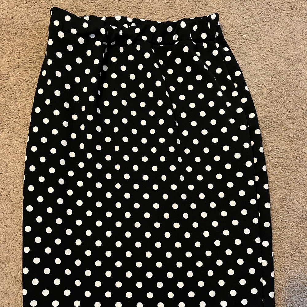 Adara Polka Dot Pencil Skirt Black White Size 1x